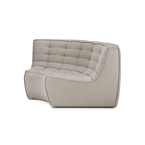 Divano d\'angolo N701 tessuto beige / Modulo ad angolo arrotondato a 90° - L 120 cm / Cotone riciclato - Ethnicraft - Ecru Eco (Cotone riciclato) - Cotone riciclato, Legno, Schiuma PU ad alta densità