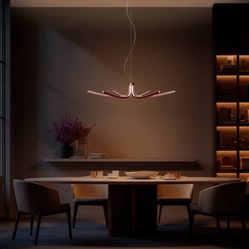 Asteria LED Pendant metal red / Ø 105 cm - Foscarini - Dark red - Extruded aluminium