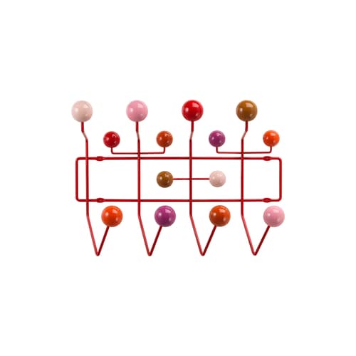 Portemanteau mural Hang it all rouge / Eames (1953) - Vitra - Tons chauds - Acier, Bois massif