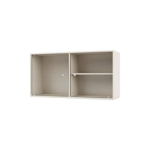 Wandablage Ripple I holz weiß / Vitrine - B 69,6 x T 20 x H 35,4 cm / Gewelltes Glas - MONTANA - Oat 158 - Geriffeltes Glas, lackierte Holzfaserplatte