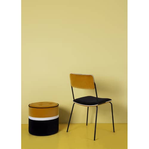 Sedia imbottita Double jeu tessuto giallo nero / Velluto - Maison Sarah Lavoine - Ocra / Nero - Acciaio laccato, Espanso, Legno, Velluto