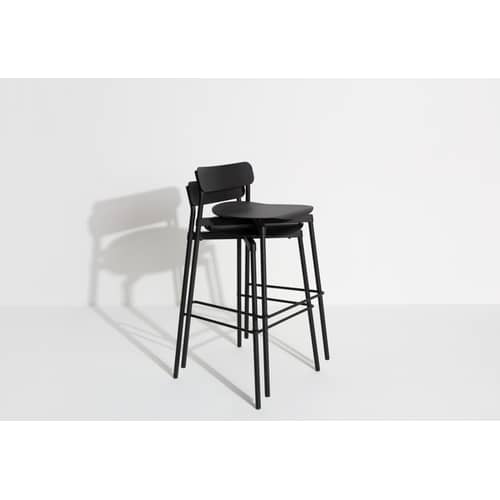 Sgabello alto impilabile Fromme metallo nero / H 75 cm - Alluminio - Petite Friture - Nero - Alluminio