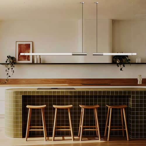 Suspension In Fine LED verre / L 105 cm - DCW éditions - Argent - Aluminium, Verre