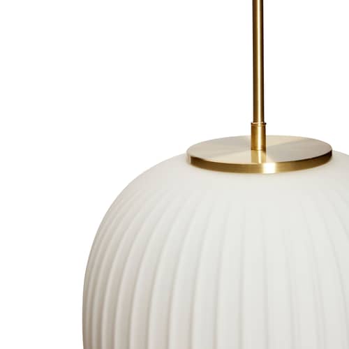 Suspension Serene verre blanc / Ø 32 cm - HÜBSCH - Blanc & laiton - Fer, Verre soufflé bouche