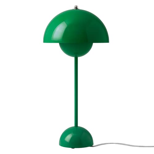 FlowerPot VP3 Table lamp metal green / H 50 cm - By Verner Panton, 1969 - &tradition - Green Light - Lacquered aluminium