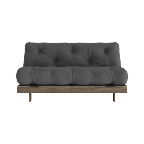 Canapé convertible Roots / L 160 cm - 3 positions / Structure marron - KARUP DESIGN - Gris foncé 734 / Bois marron - Fibres recyclées mélangées, Mousse, Pin massif certifié FSC laqué, Tissu