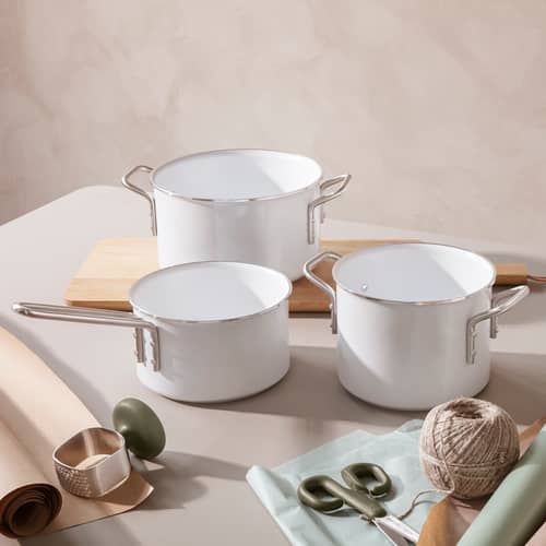 Casserole White Line métal blanc / 1,1 L - Tous feux dont induction - Céramique Slip-Let - Eva Trio - Blanc - Aluminium recyclé