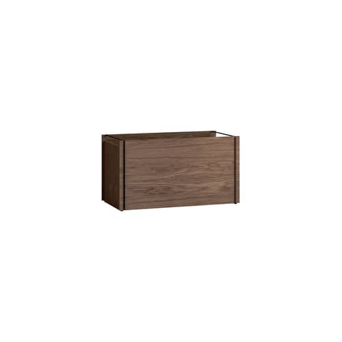 Coffre Storage Box bois marron / 60 x 31 x H 33 cm - MOEBE - Boîte / Chêne fumé & noir - Acier, Contreplaqué de chêne fumé