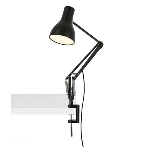 Set Lampe Type 75 metallo nero / Base a morsa - Anglepoise - Nero corvino - Acciaio cromato, Alluminio