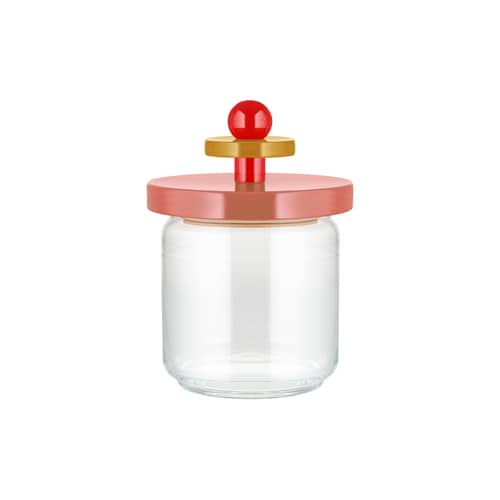 Contenitore ermetico Twergi vetro legno rosa / 75cl - Di Ettore Sottsass / Collezione Alessi 100 Values - Alessi - Rosa - Silicone, Tiglio massello tornito certificato FSC, Vetro