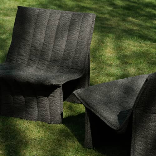 Gepolsterter Sessel Limit OUTDOOR textil grau / Neuauflage 1974 - Normann Copenhagen - Anthrazit -  Ouate, Outdoor-Stoff, Stahl