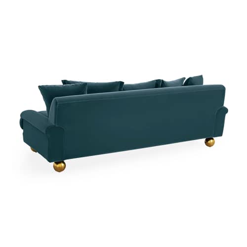 Canapé droit Greenwich bleu / L 220 cm - Velours - Jonathan Adler - Canapé droit Greenwich bleu / L 220 cm - Velours - Laiton, Mousse, Velours
