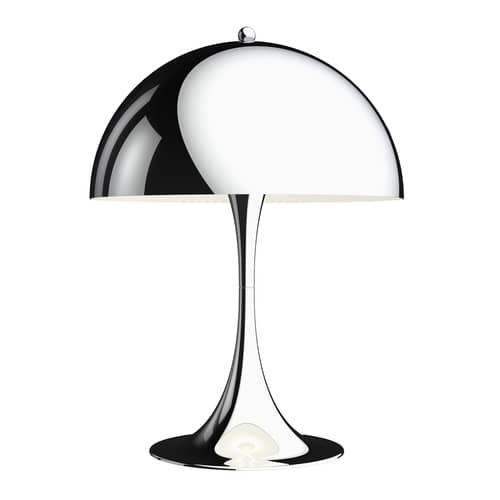 Lampe de table Panthella 320 gris argent métal /  Ø 32 x H 43,8 cm / Verner Panton, 1971 - Louis Poulsen - Chromé (métal) - Acier, Aluminium