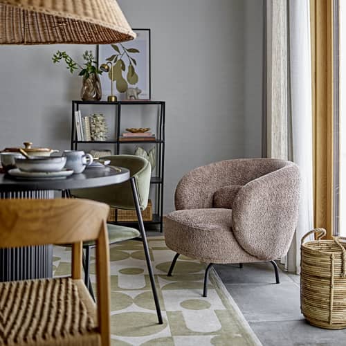 Chaise rembourrée Marlo / Velours - Bloomingville - Vert (velours) - Contreplaqué, Métal laqué, Mousse, Velours polyester