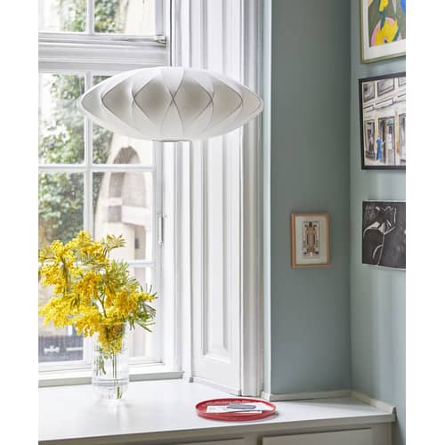 Bubble Saucer Pendant textile white / Small - Criss-crossed patterns - Hay - Ø 44 cm / Off white -  Toile polymère, Steel