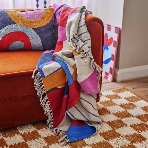 Artista Plaid textile multicoloured / 160 x 130 cm - Bloomingville - Multicoulered - Cotton, Polyester