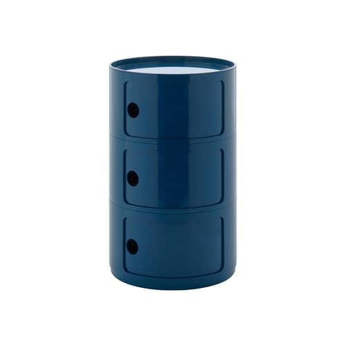 Rangement Componibili New Big plastique bleu / 3 tiroirs - Ø 42 x H 69,5 cm - Kartell - Bleu - ABS