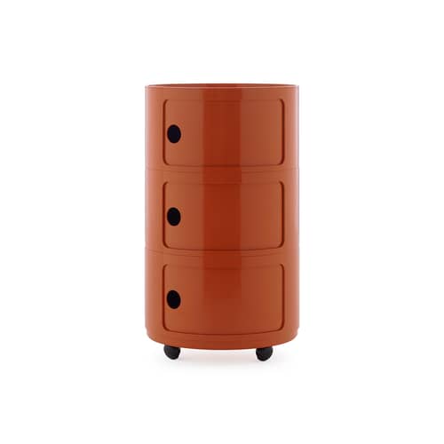 Rangement Componibili New Big plastique orange / 3 tiroirs - Ø 42 x H 69,5 cm - Kartell - Orange - ABS