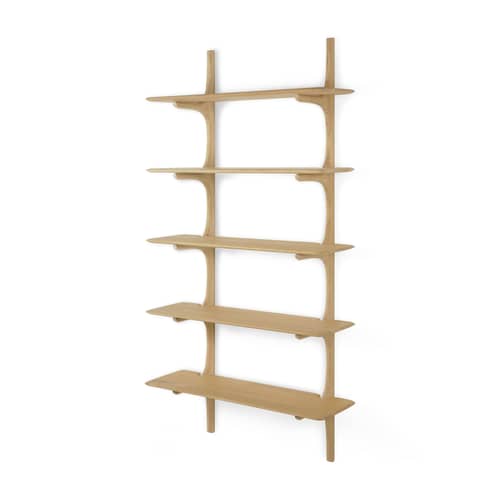 Scaffale PI legno naturale / 5 ripiani - Rovere massello / L 100 x H 196 cm - Ethnicraft - Rovere oliato - Massello di quercia oliato