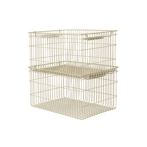 Cala Stackable basket metal beige / Set of 2 -36 x 26 x H 20 cm - Ferm Living - Cashmere beige - Iron