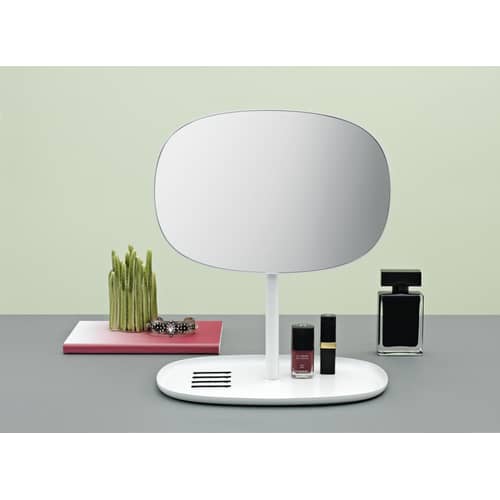 Stellspiegel Flip metall beige / Ablage - Normann Copenhagen - Sandfarben - Glas, lackierter Stahl