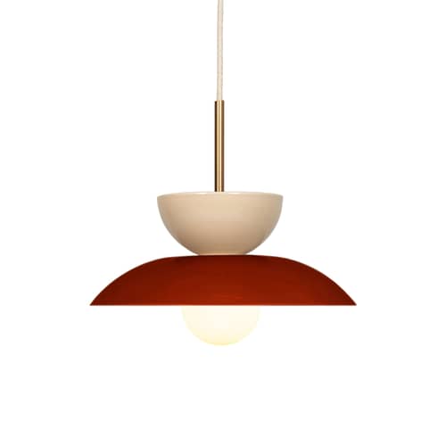 Suspension Arvin céramique rouge - Vincent Sheppard - Bordeaux / Mushroom - Céramique, Laiton