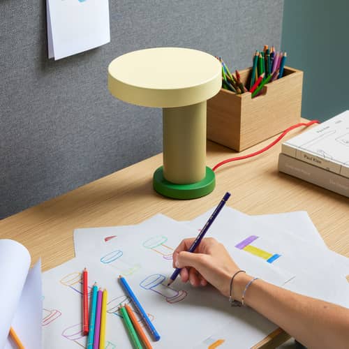Magic LED Table lamp metal green - HÜBSCH - Olive / Green - Lacquered iron