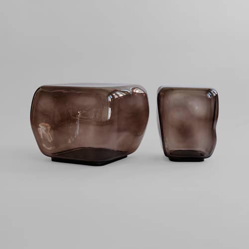 Tavolino d\'appoggio Ishi Mini vetro marrone / 31 x 31 x H 38,5 cm - 101 COPENHAGEN - Marrone fumé - Vetro soffiato a bocca