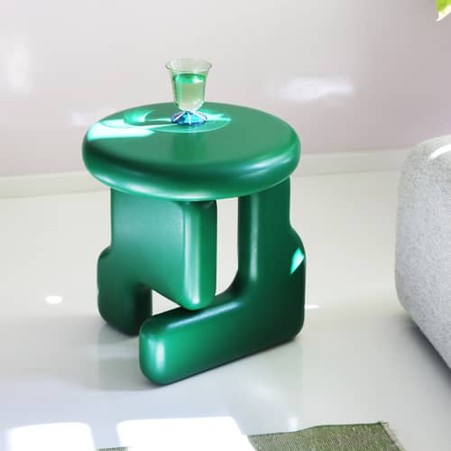 Tavolino d\'appoggio Plot legno verde / Ø 40 x h 45 cm - & klevering - Verde - Legno massello di tiglio