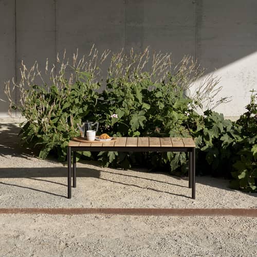 Banc Ville AV27 bois naturel / L 110 cm - &tradition - Banc / Noir chaud - Acier, Teck