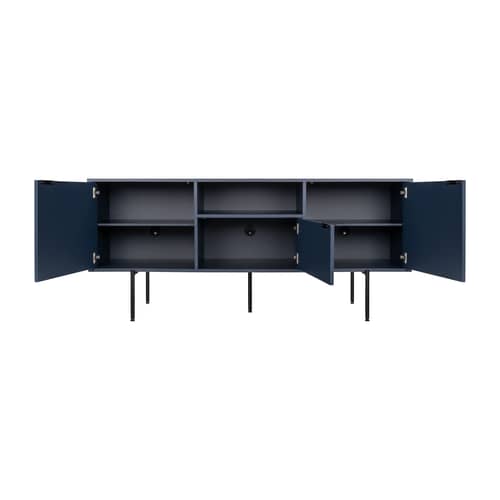 Buffet Bau bois bleu / L 180 x H 79 cm - NOO.MA - Bleu nocturne - Acier, Aluminium, Mélamine