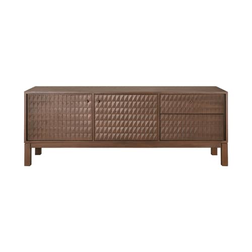 Buffet Sono bois marron / L 160 x H 60 cm - Sculpté main - Ethnicraft - L 160 cm / Teck - Laiton moulé, Teck massif