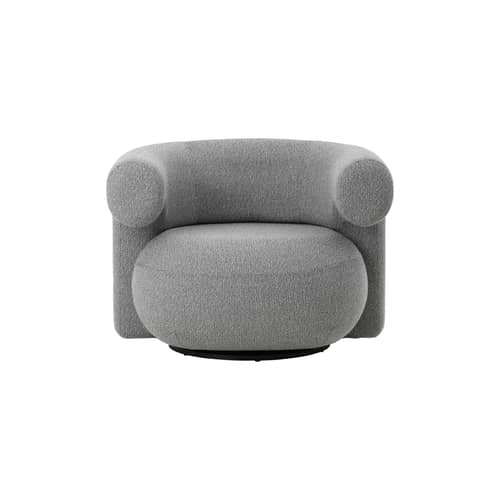 Poltrona girevole Burra Outdoor tessuto grigio - Normann Copenhagen - Grigio (tessuto Wolf wan J617) - Acciaio, Espanso, Legno certificato FSC, Tessuto outdoor