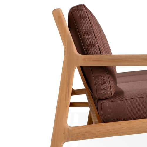 Canapé de jardin 3 places Jack Outdoor / L 265 cm - Teck - Ethnicraft - Bordeaux - Mousse, Teck massif, Tissu polypropylène
