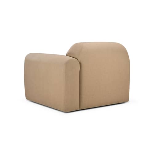 Canapé modulable Bulky / Module accoudoir gauche - Ethnicraft - Accoudoir gauche / Beige Sepia clair - Bois, Fibre, Mousse PU haute densité, Tissu