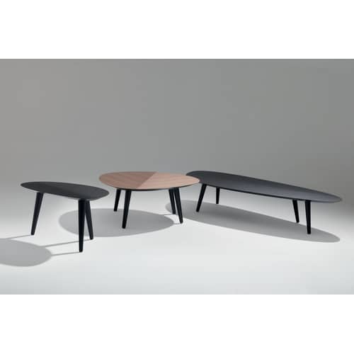 Tweed Mini Small Coffee table wood black / 85 x 48 cm - Zanotta - Black - Varnished oak veneer, Varnished steel