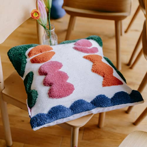 Coussin Columns  / 45 x 45 cm - Laine tissée main - COLORTHERAPIS - Columns - Coton, Laine de Nouvelle-Zélande