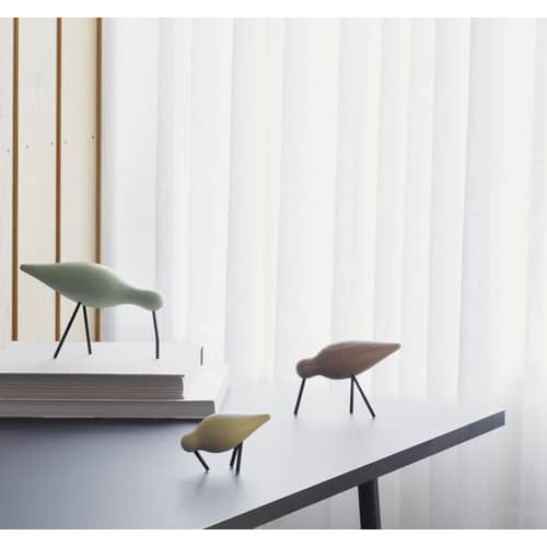 Décoration Oiseau Shorebird L / L 22 x H 14 cm - Normann Copenhagen - Vert pâle / Noir - Acier, Chêne