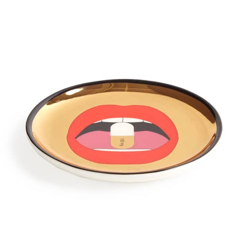 Dessous de verre Full Dose   / Set de 4 - Porcelaine - Jonathan Adler - Full Dose / Noir & or - Porcelaine