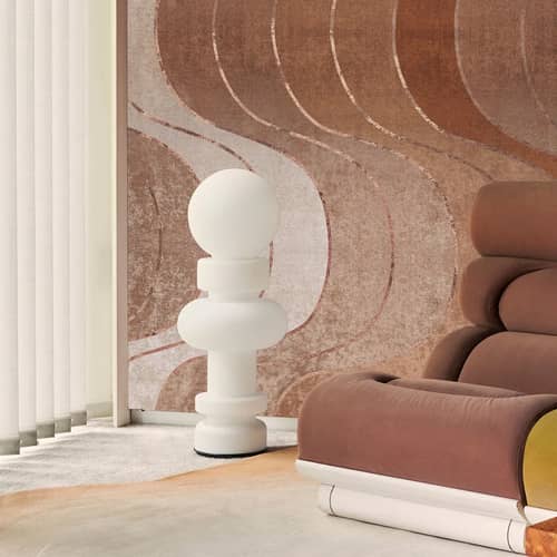 Lampe à poser RE verre blanc / LED - Réédition Bobo Piccoli, 1968 / Ø 34 x H 89 cm - Fontana Arte - Blanc - Verre soufflé satiné
