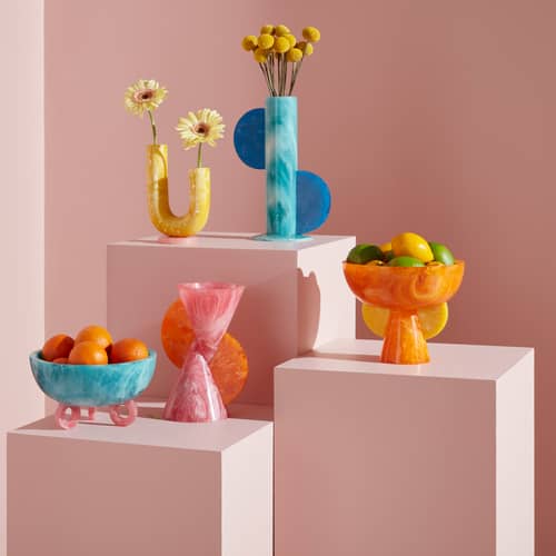 Schale Mustique Pedestal plastikmaterial orange / Ø 23 x H 21,5 cm - Polyacryl - Jonathan Adler - Orange & Gelb - Polyacryl