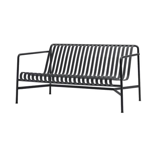 Canapé de jardin 2 places Palissade Lounge métal gris noir / L 139 cm - Bouroullec, 2016 - Hay - Canapé / Anthracite - Acier laqué époxy