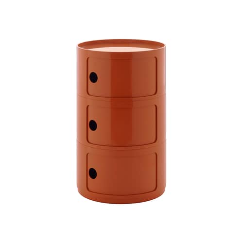 Rangement Componibili New Big plastique orange / 3 tiroirs - Ø 42 x H 69,5 cm - Kartell - Orange - ABS