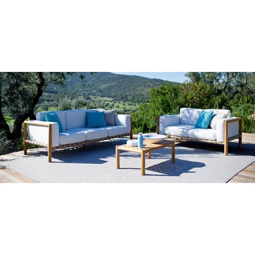 Set coussins  tissu bois blanc / Pour canapé 2 places Pevero - Unopiu - Coussins / Blanc écru - Tissu acrylique