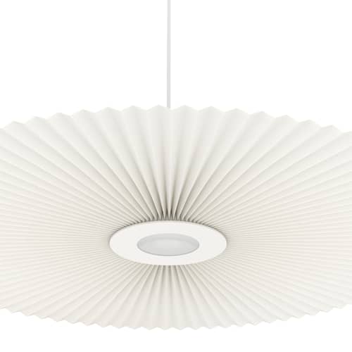 Sospensione Carmen Medium tessuto bianco / LED - Ø 90 cm - Hartô - Bianco - metallo verniciato, Tessuto accoppiato su PET