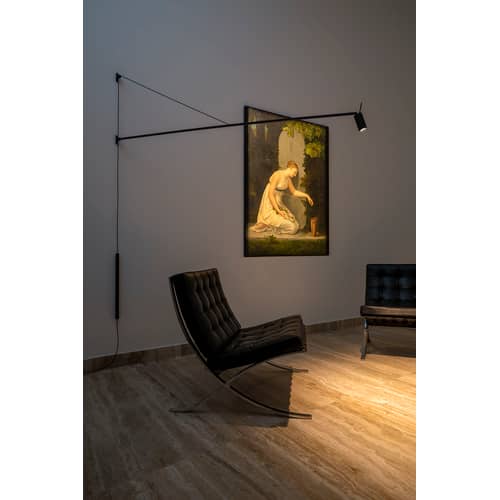 Wandleuchte mit Stromkabel Swan LED metall / Ausrichtbar - L 184 cm - Nemo - Schwarz - Aluminium, Technoplymer