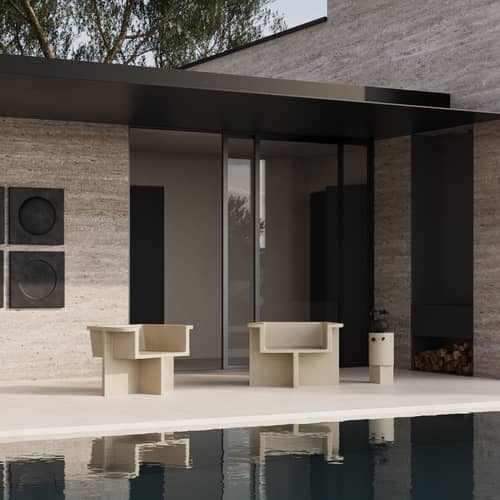 Table d\'appoint Column beige / Ø 25 x H 50 cm - 101 COPENHAGEN - Sable (béton fibré) - Béton fibré