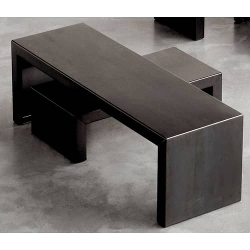 Table basse Small Irony métal noir 106x35 cm - Zeus - L 106 x H 35 cm - Acier phosphaté