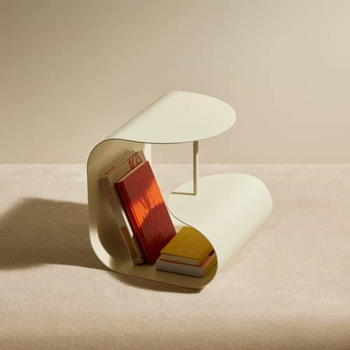 Tavolino d\'appoggio Gégé metallo beige / 45 x 45 x H 45 cm - Maison Sarah Lavoine - Tappetino Ecru - Acciaio termolaccato