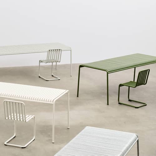 Tavolo rettangolare Palissade metallo verde / 220 x 90 cm - Hay - Verde Oliva - Acciaio termolaccato